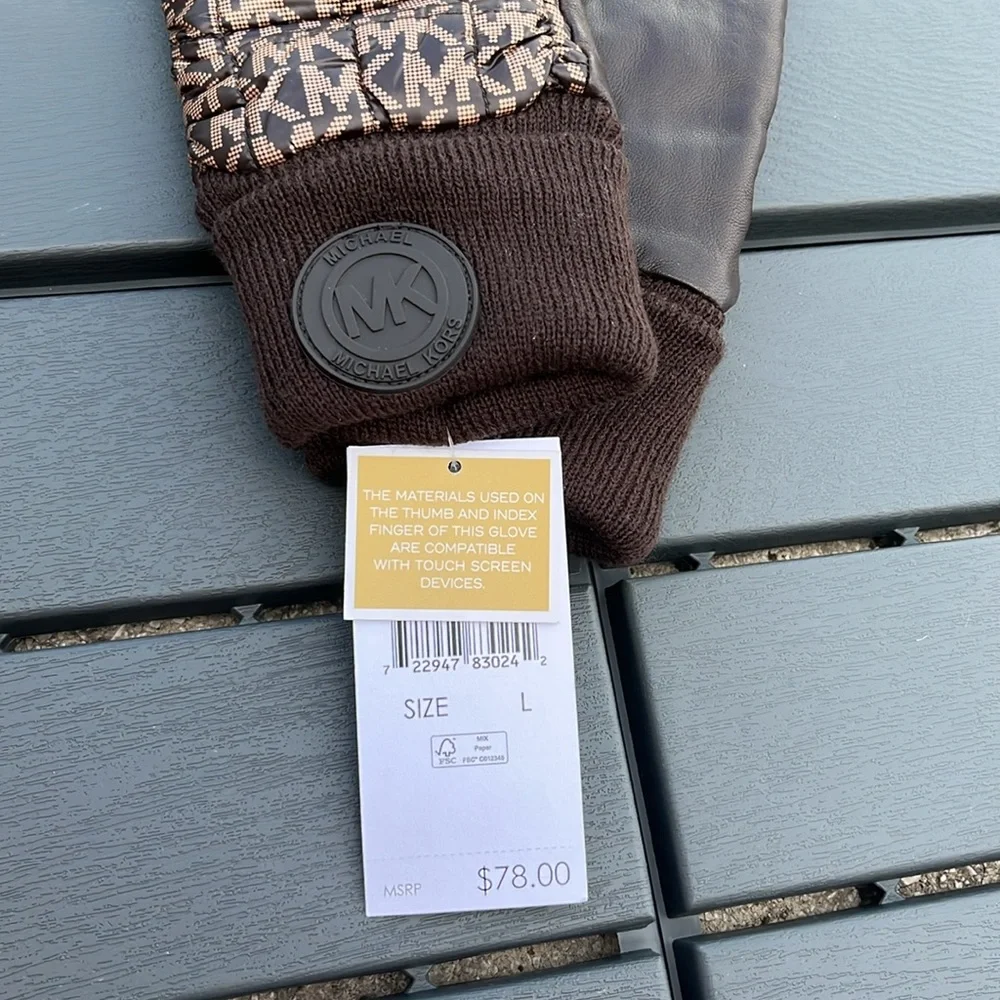 Michael Kors Women's Logo Leather Touch Tip Gloves